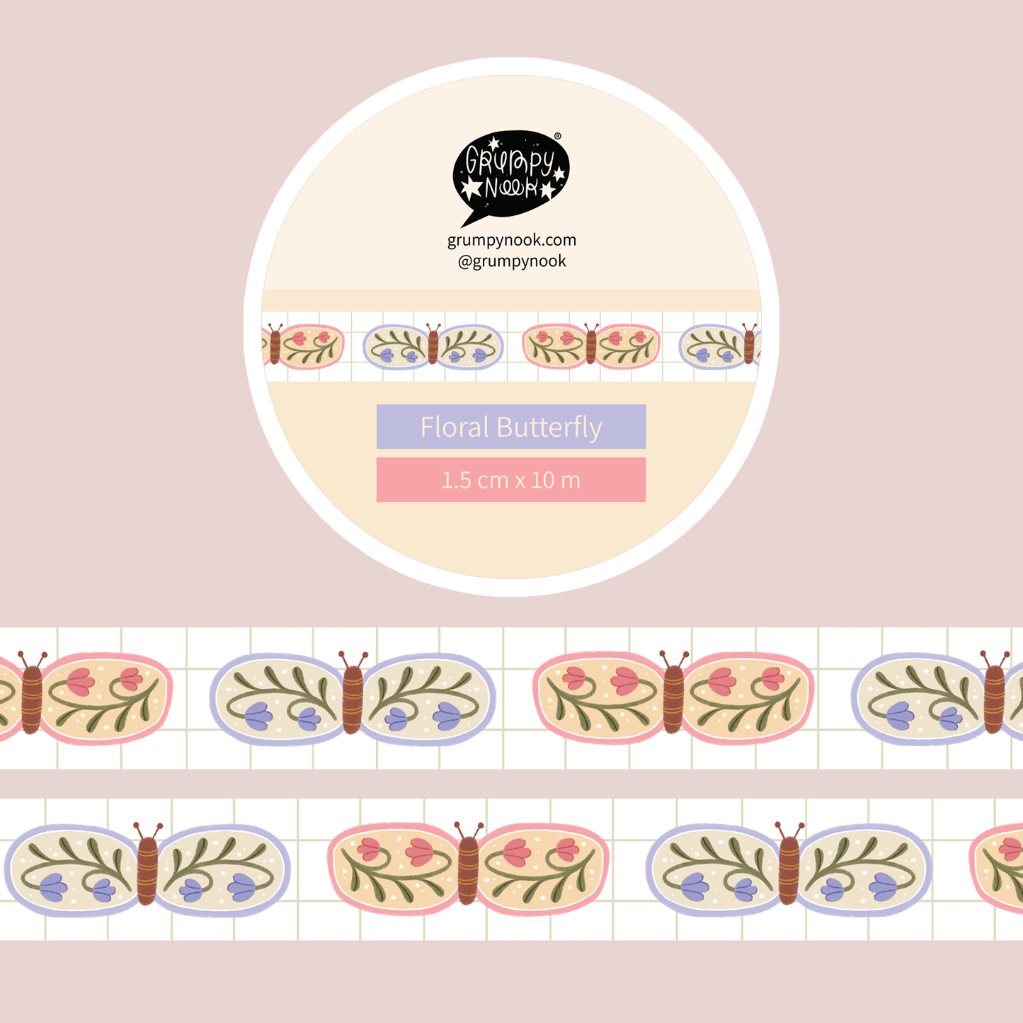The Grumpy Nook Floral Butterfly Washi Tape