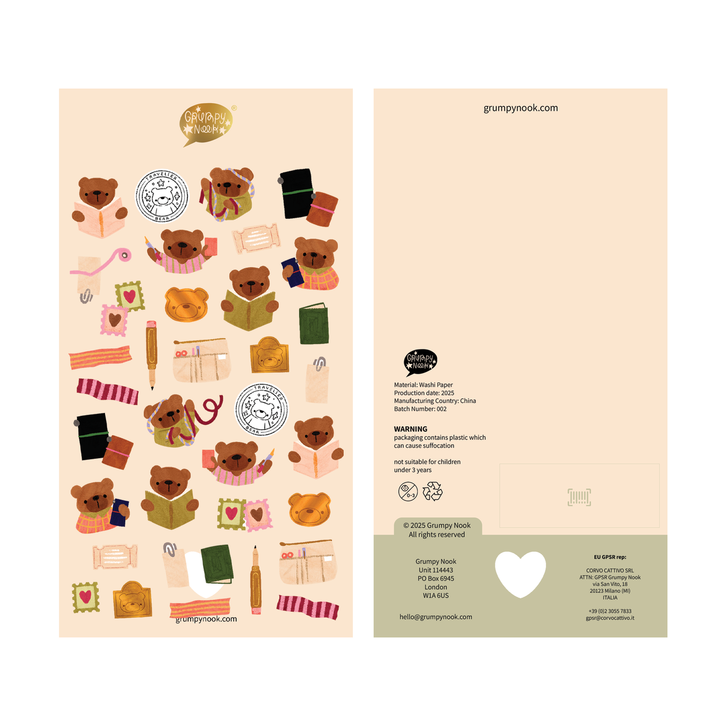 The Grumpy Nook Bear Deco Sticker Sheet