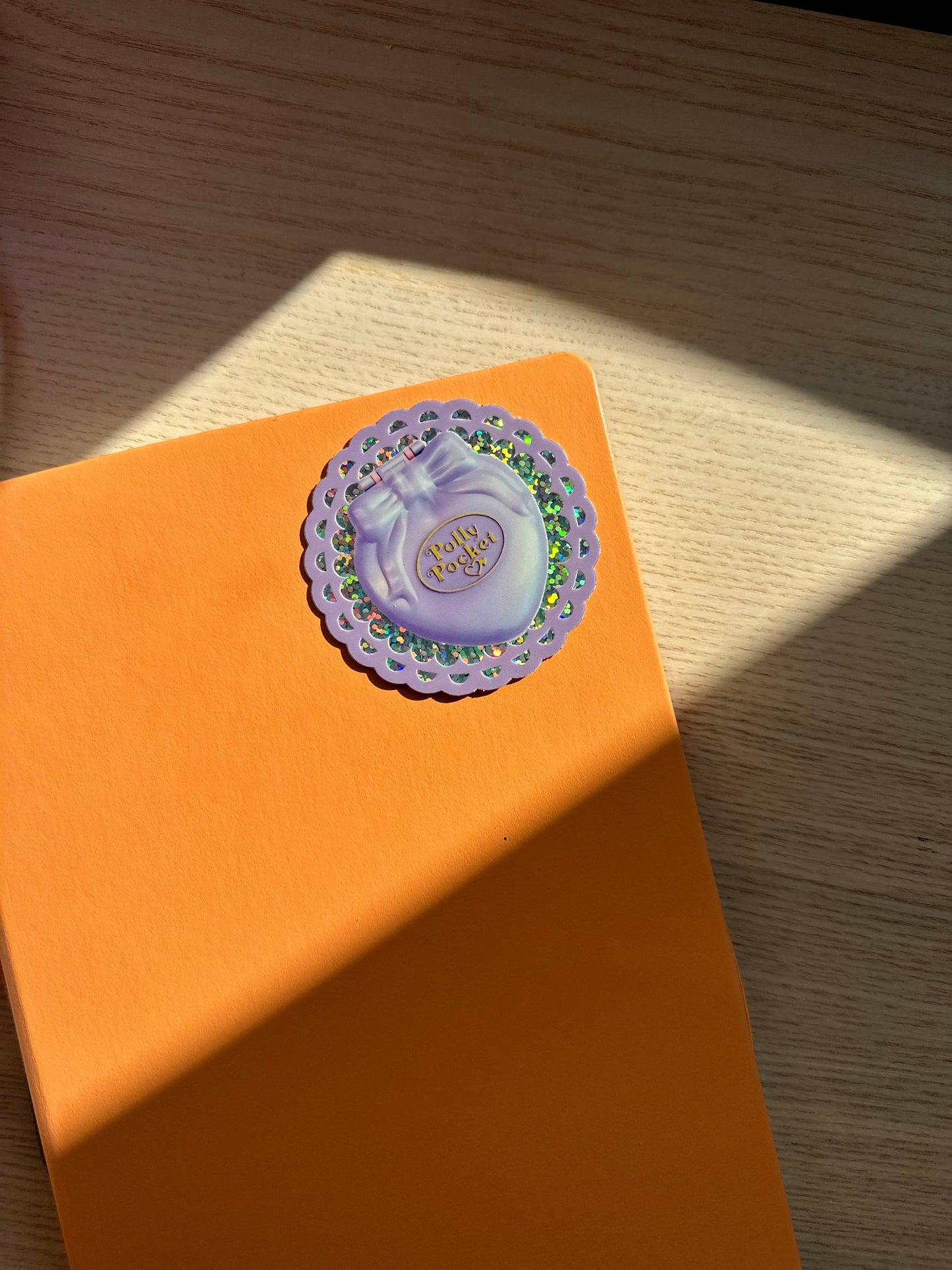 Shellflower Polly Pocket Glitter Vinyl Sticker 