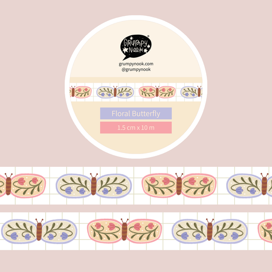 The Grumpy Nook Floral Butterfly Washi Tape