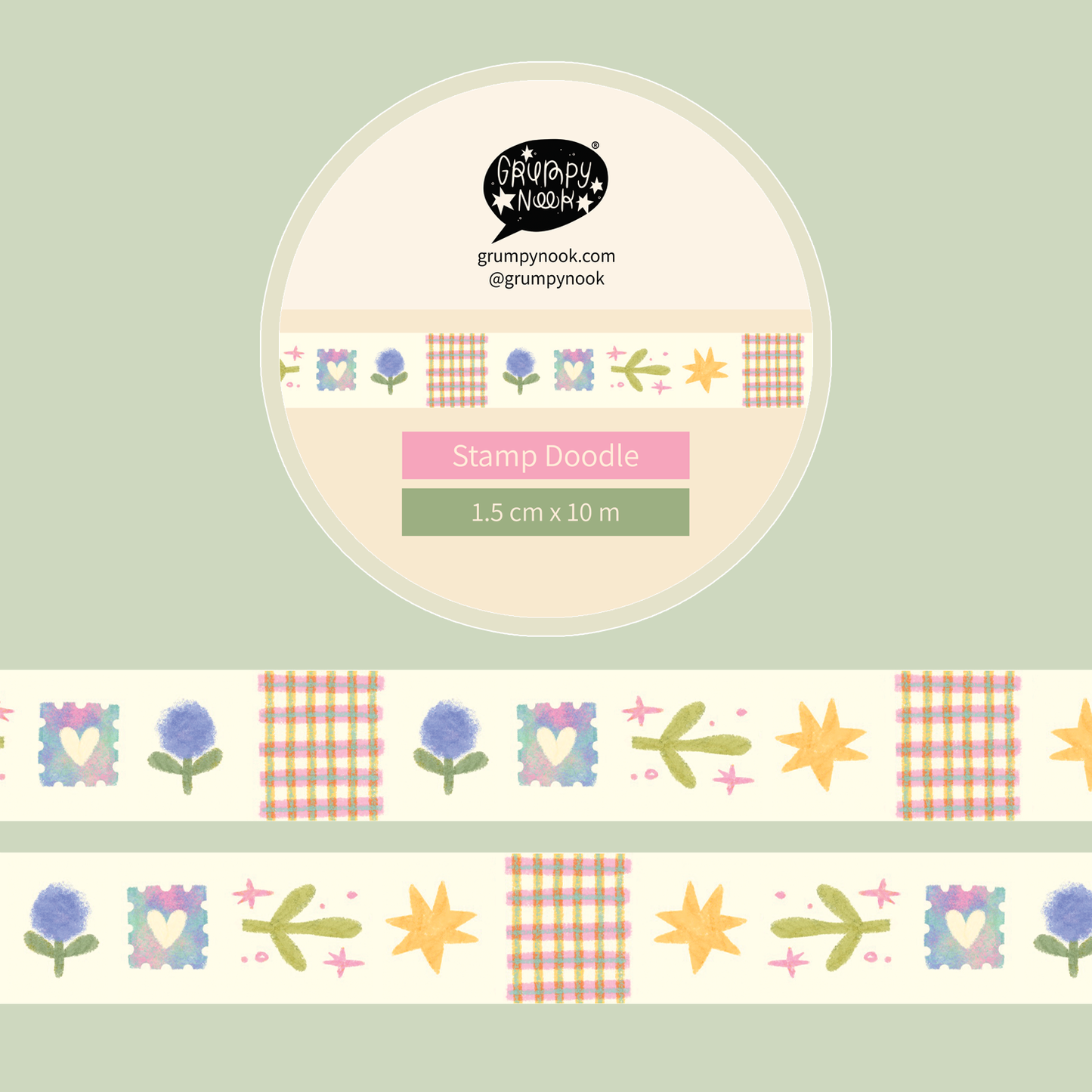 The Grumpy Nook Stamp Doodle Washi Tape