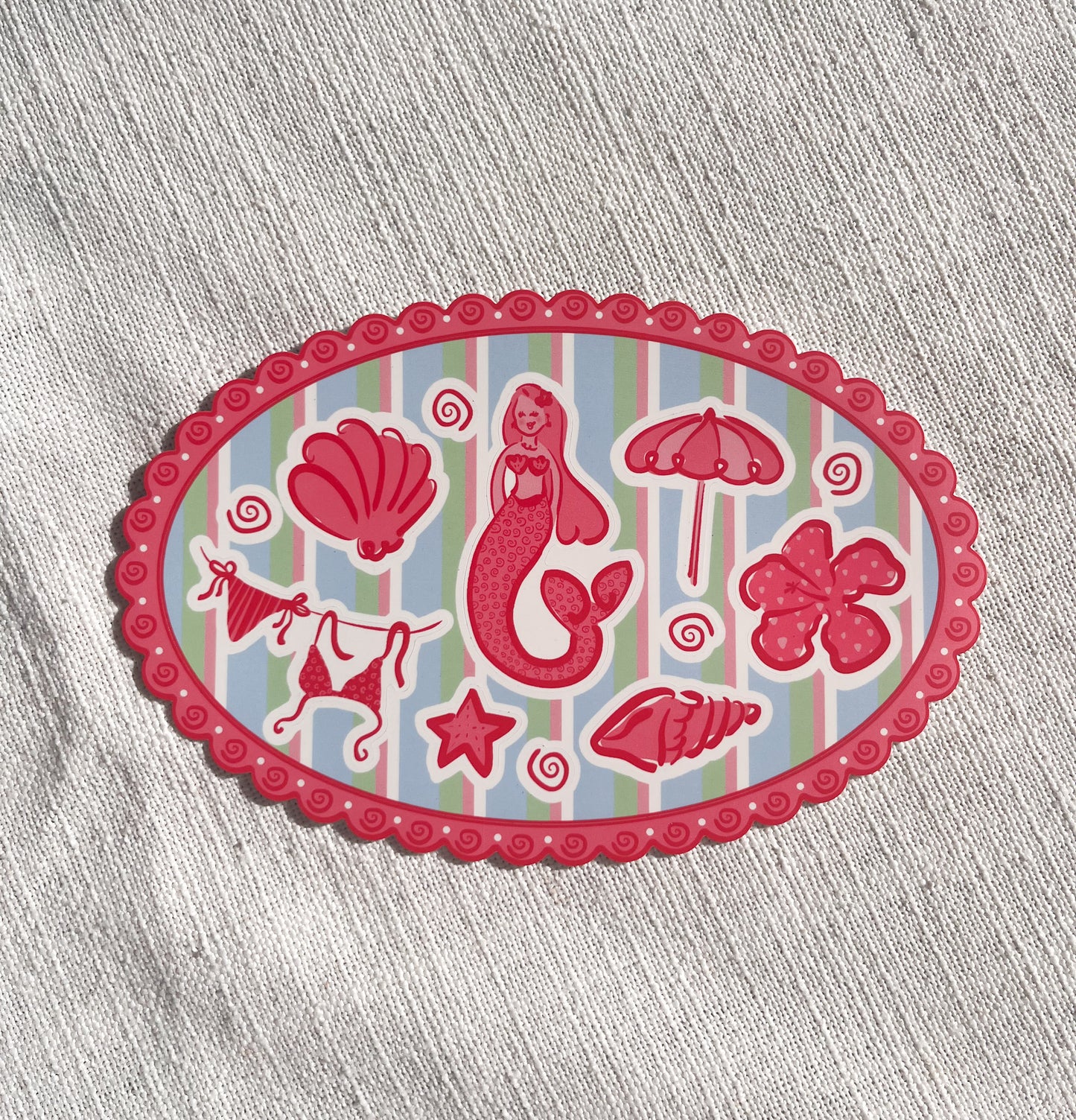 A Thousand Thoughts | Mermaid Summer Sticker Sheet | Scalloped Oval Sticker Sheet
