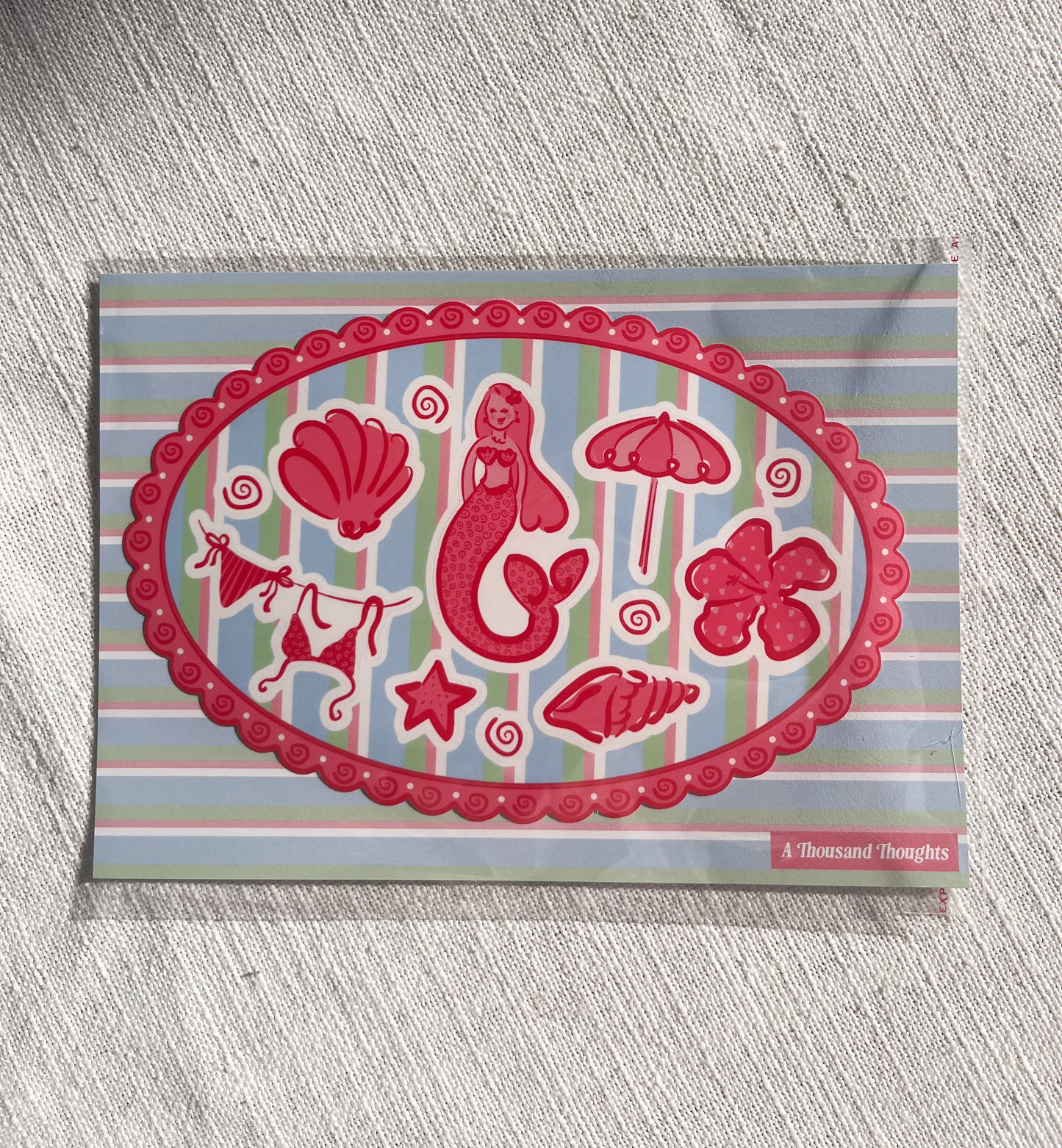 A Thousand Thoughts | Mermaid Summer Sticker Sheet | Scalloped Oval Sticker Sheet