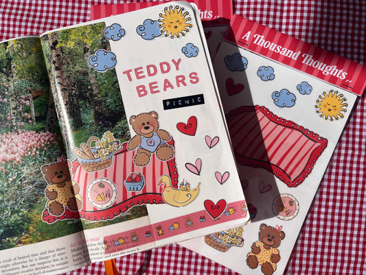 Teddy Bear's Picnic Sticker Sheet | A5 Sticker Sheet